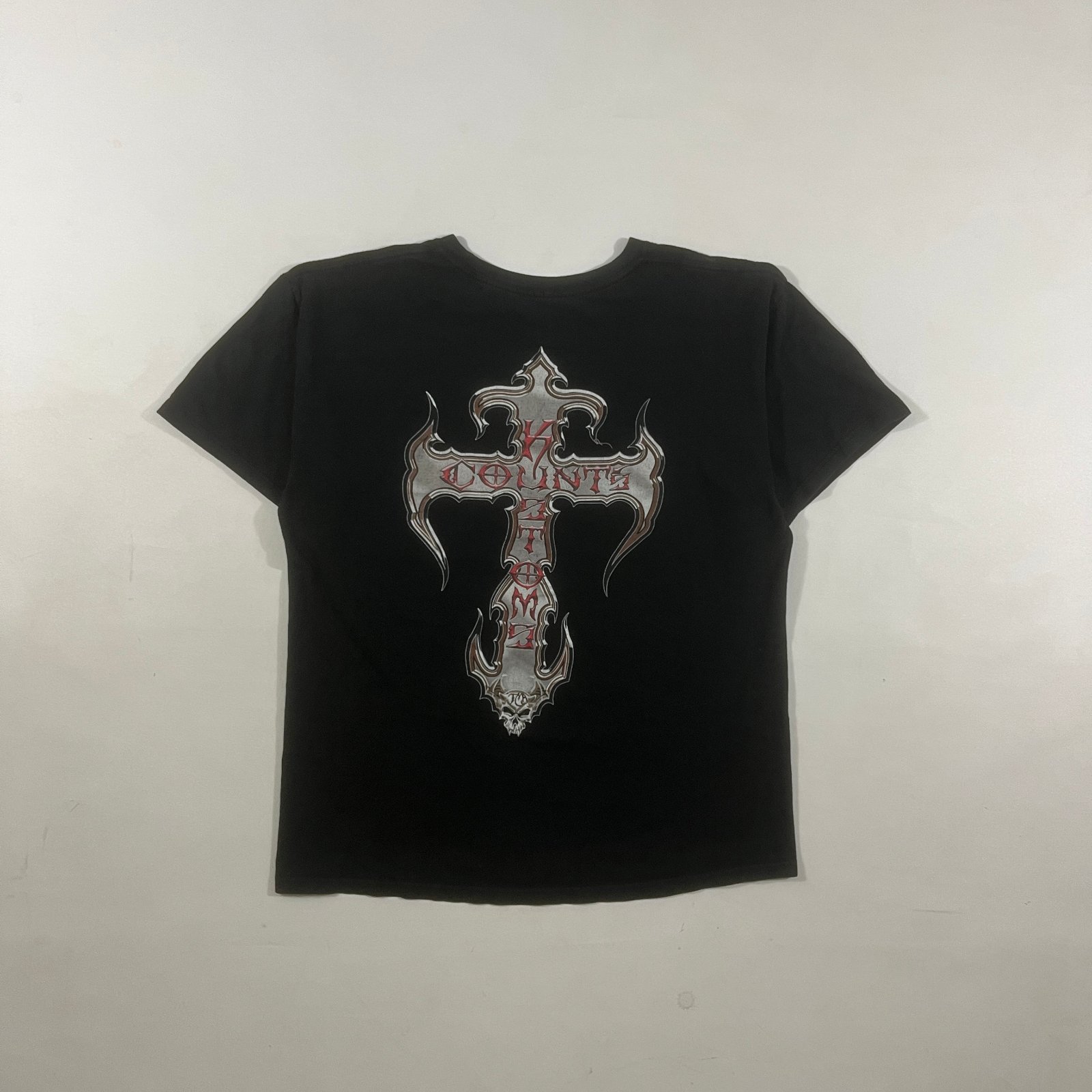 Count's Kustoms Las Vegas Gothic Cross Skull Biker Graphic Tee Black