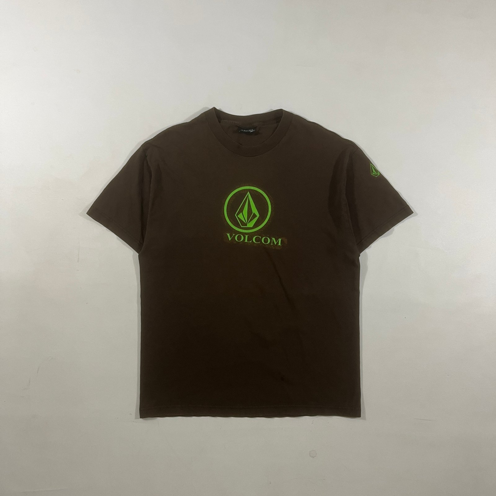 Y2K Volcom Stone Logo Brown Green Skate Surf Tee