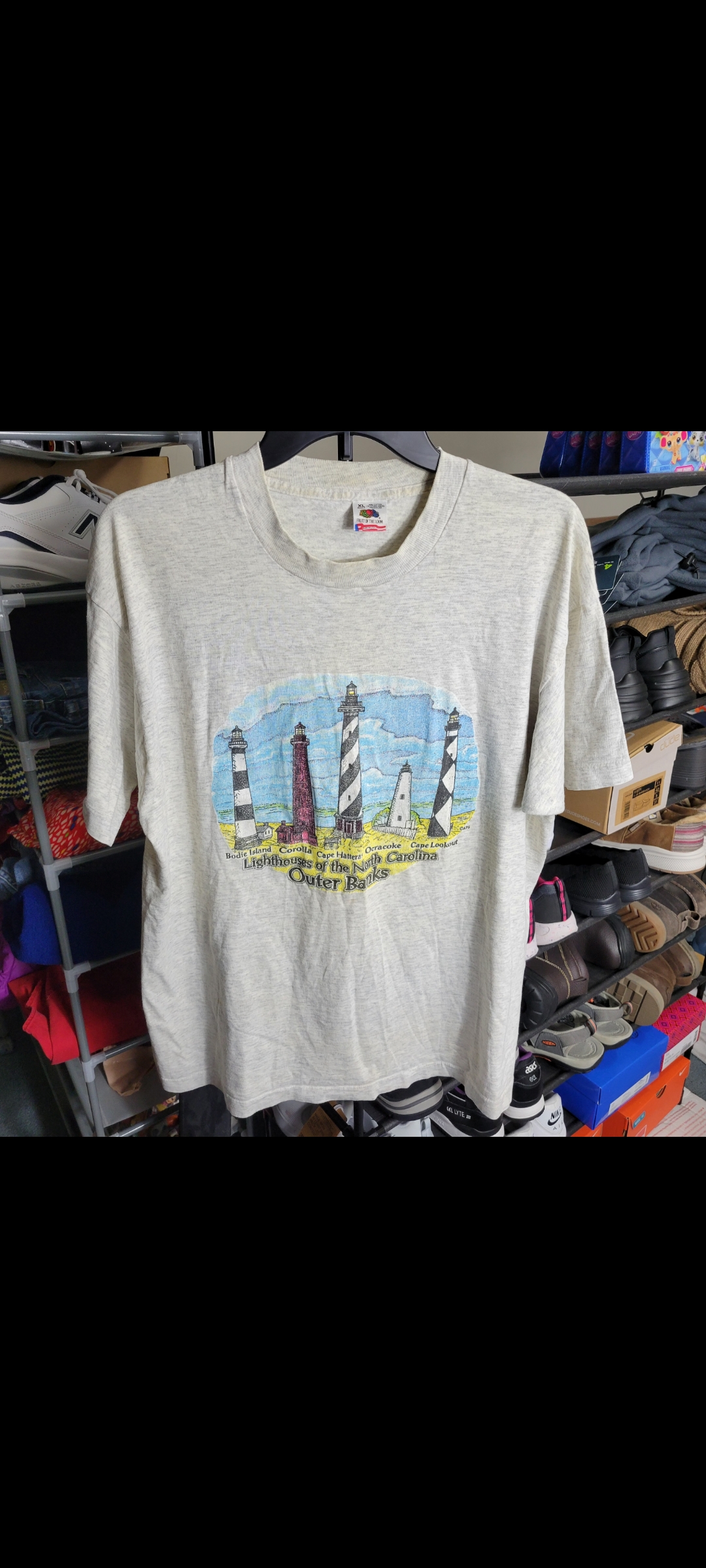 Mens XL OBX Outer Banks North Carolina Lighthouse Vintage Shirt Gray