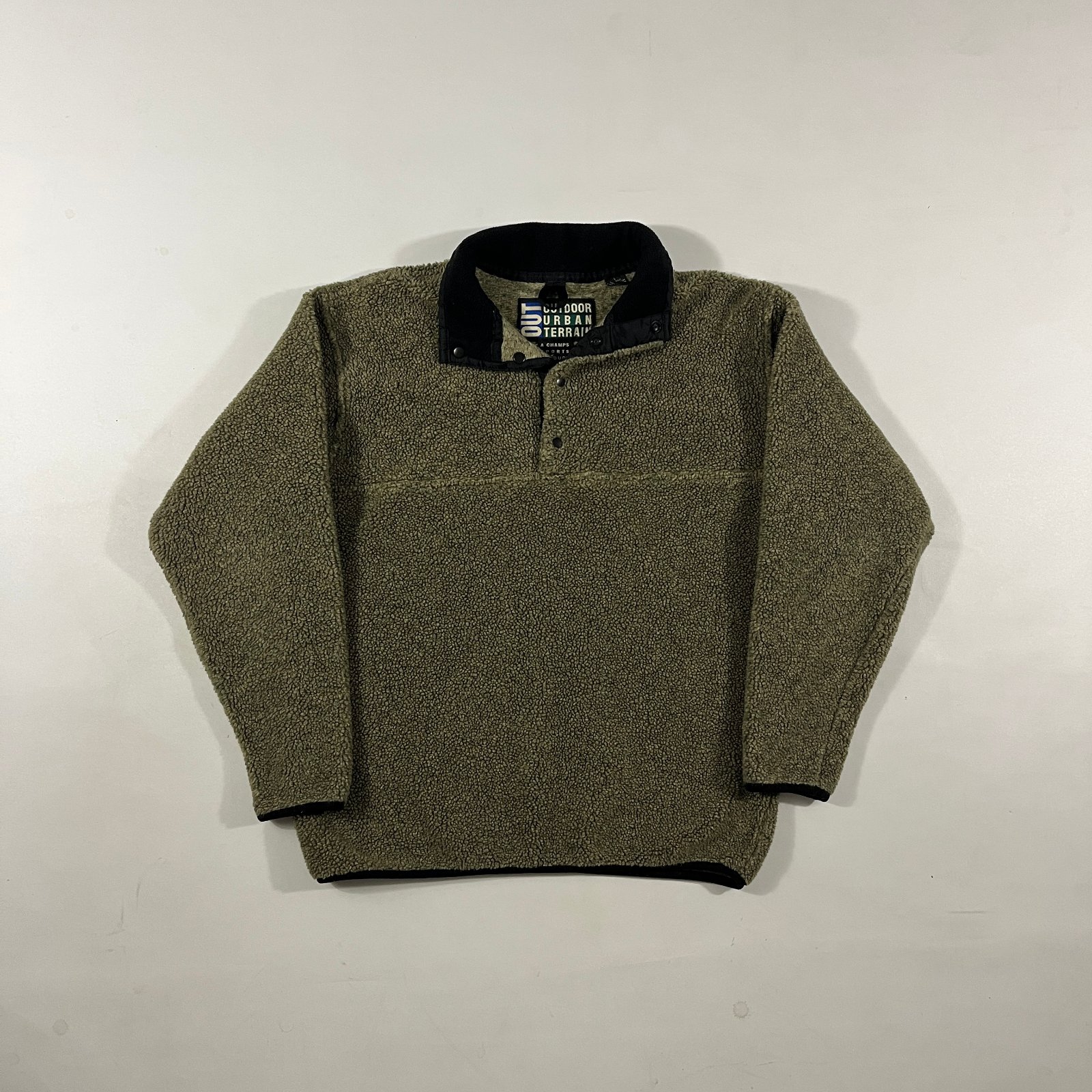 Vintage 90s Outdoor Urban Terrain Olive Sherpa Fleece Snap Pullover L