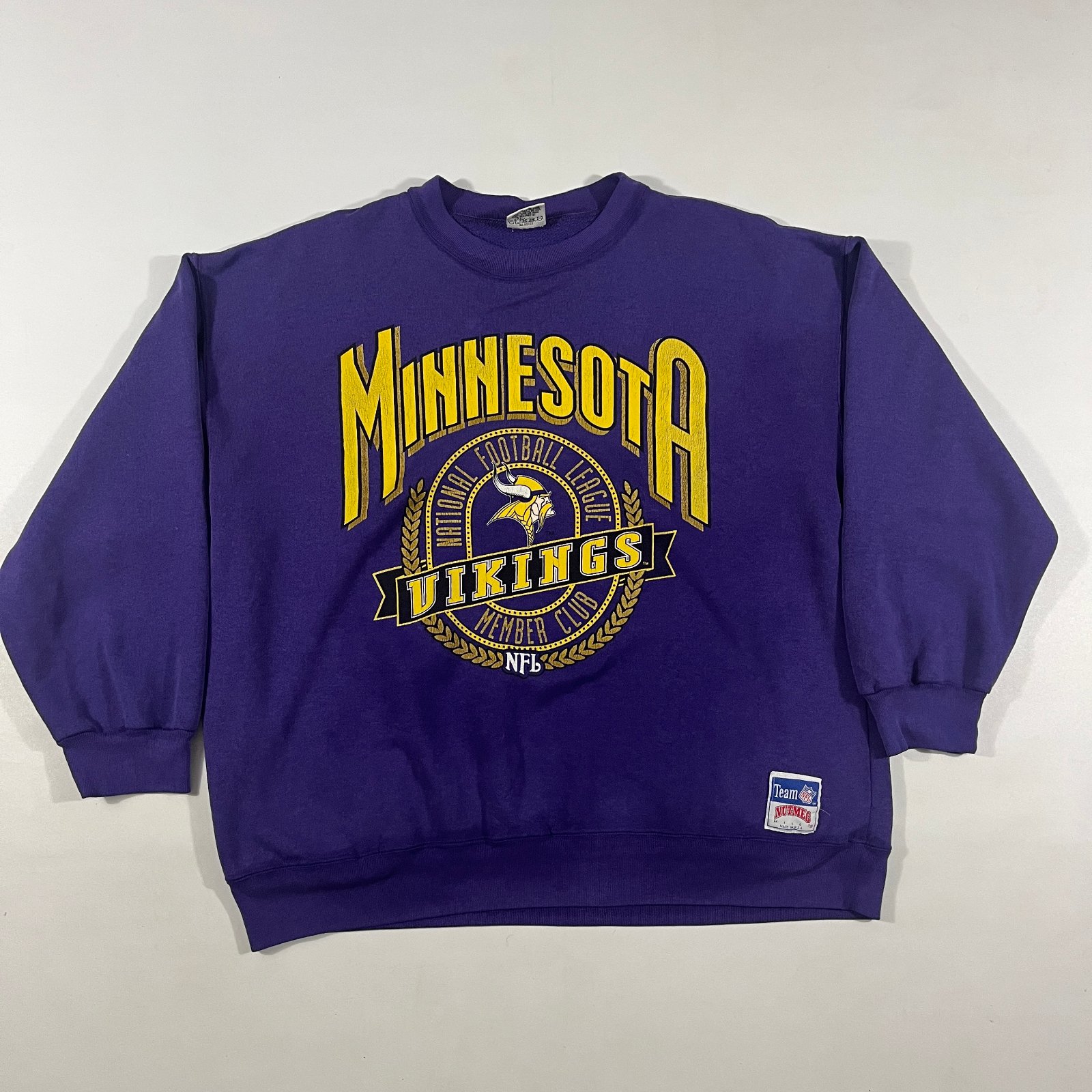 Vintage 90s Nutmeg Minnesota Vikings NFL Crewneck Sweatshirt XL