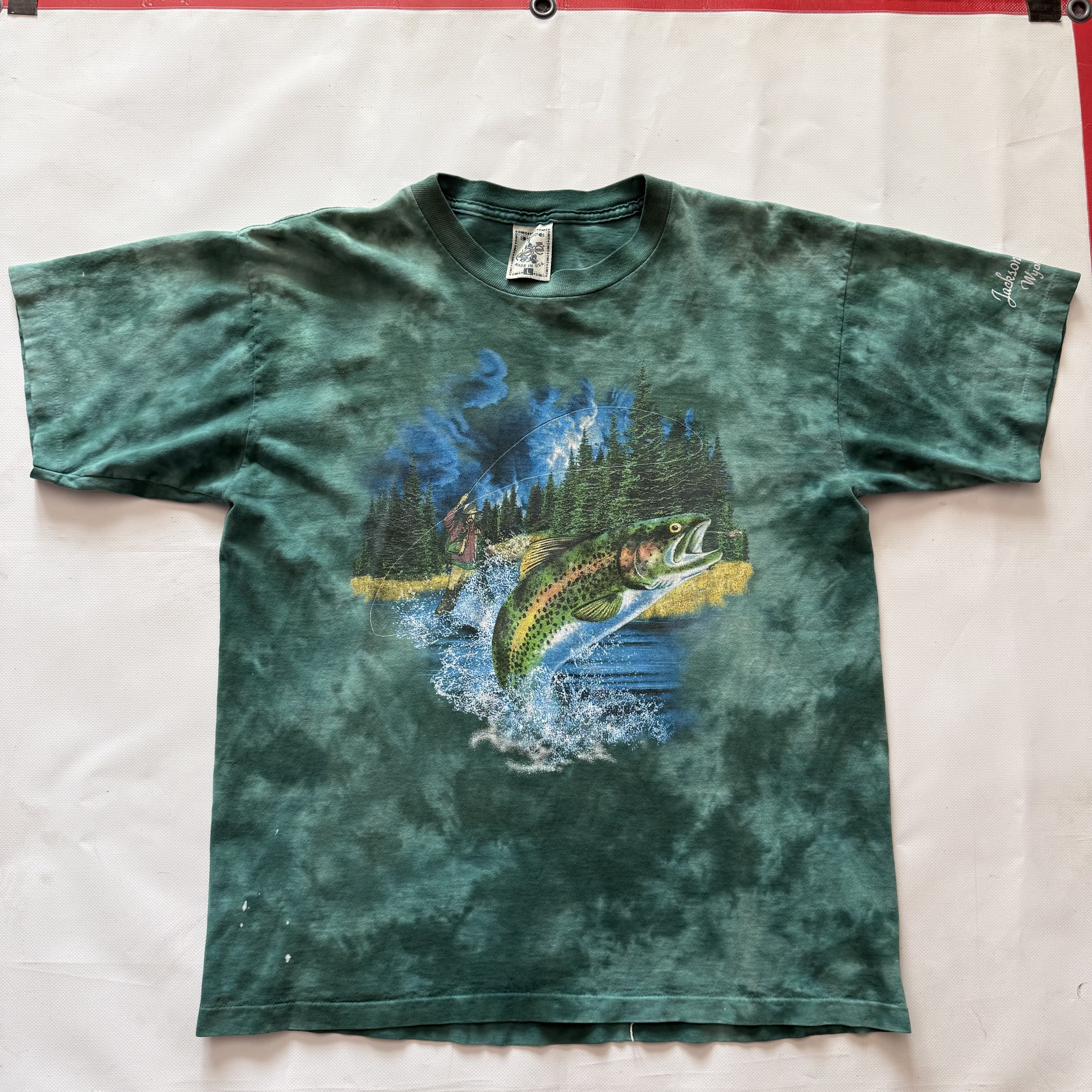 Vintage Rainbow Trout Fishing T-Shirt large