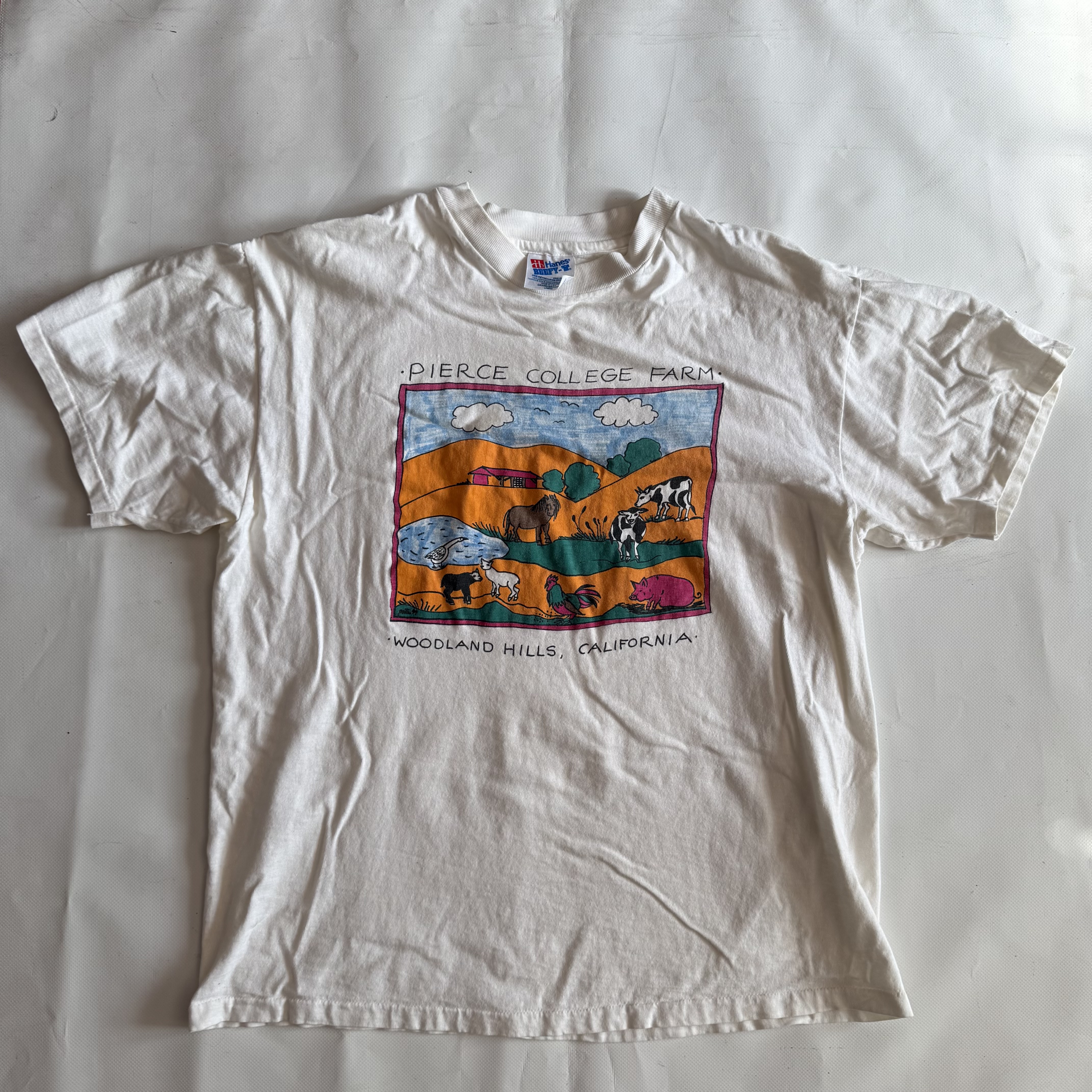 Vintage Pierce College Farm Art Graphic T-Shirt 90s large