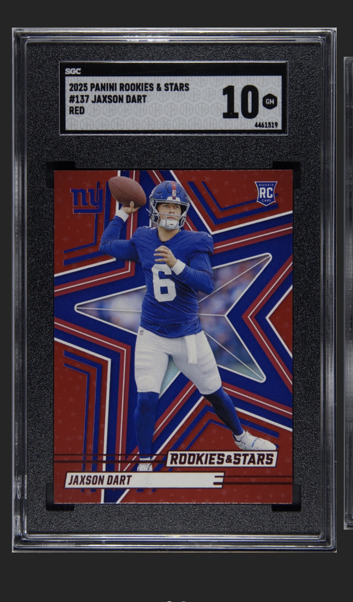 2025 Panini Rookies & Stars Jaxson Dart Red RC Graded SGC 10