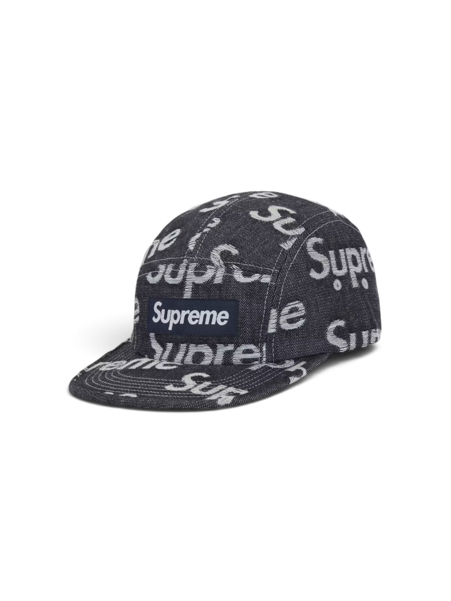 FW25 Supreme Jacquard Logos Denim Camp Cap