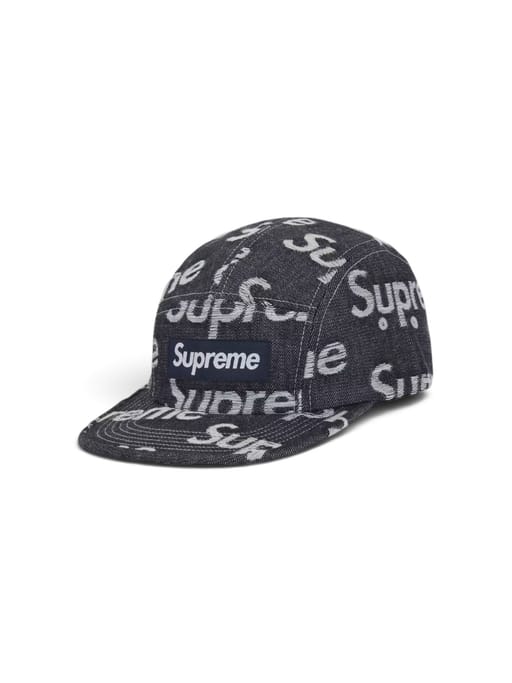 FW25 Supreme Jacquard Logos Denim Camp Cap