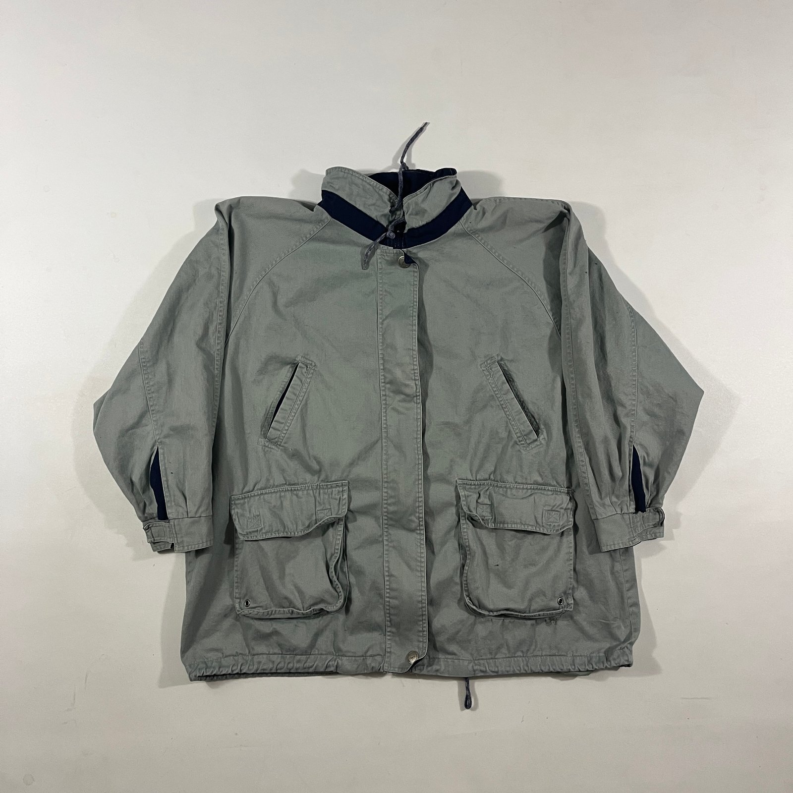 Vintage 90s Trail Designs Sage Green Hooded Cotton Field Parka Jacket 2X