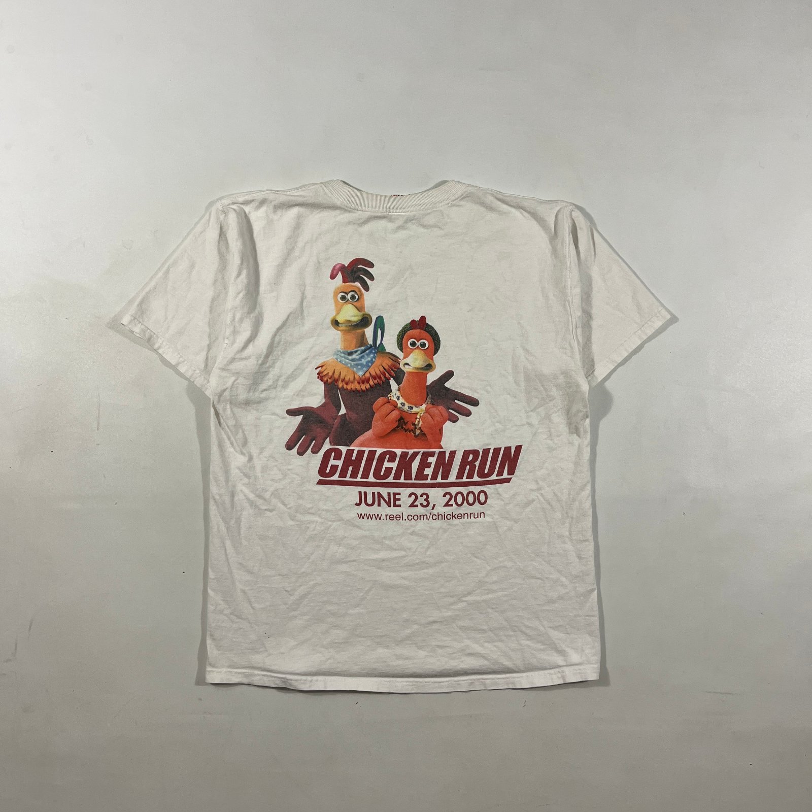 Vintage Y2K Chicken Run 2000 DreamWorks Movie Promo Tee White