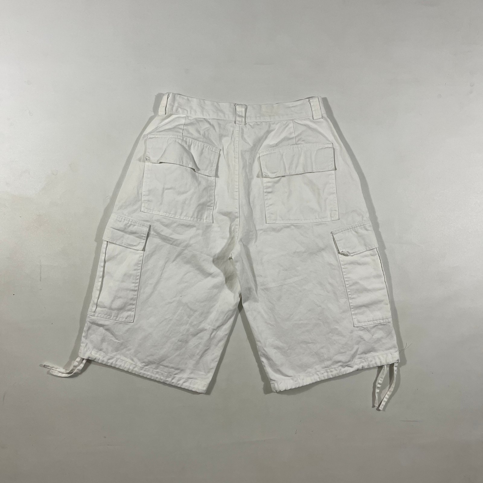 Vintage Y2K BTLS White Cotton Baggy Cargo Jorts Shorts 32