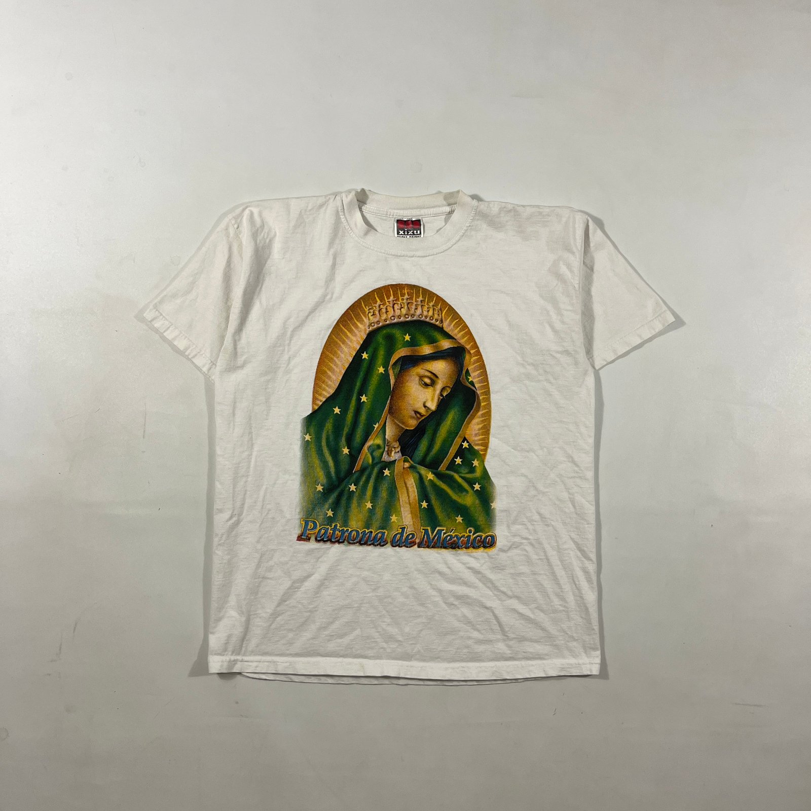 Vintage Y2K Xixu Virgen de Guadalupe Patrona de Mexico Heavyweight Graphic Tee