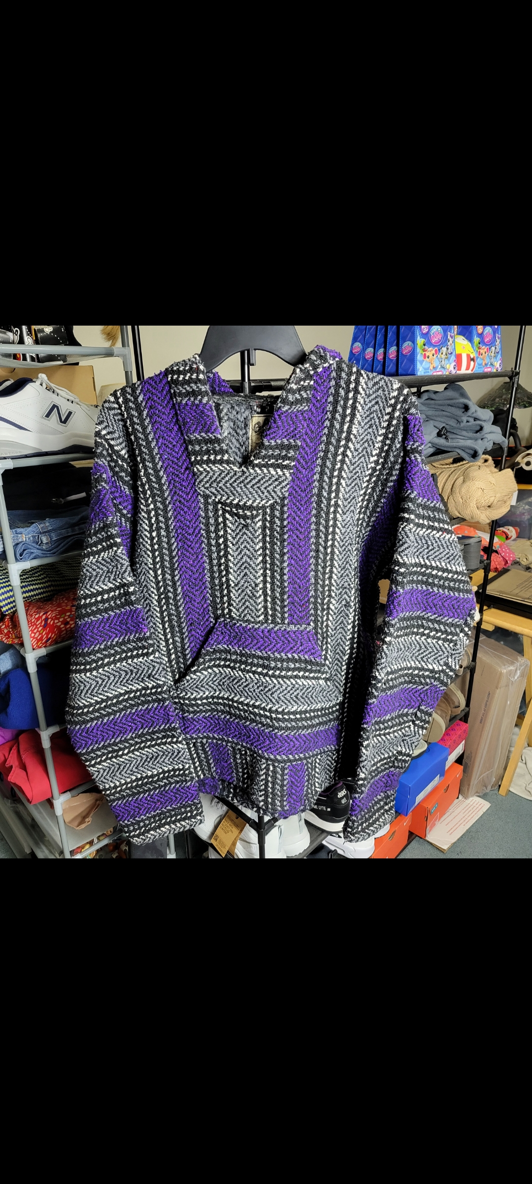 Mens Medium Baja Joe Baja Pullover Hoodie Purple Black Gray White
