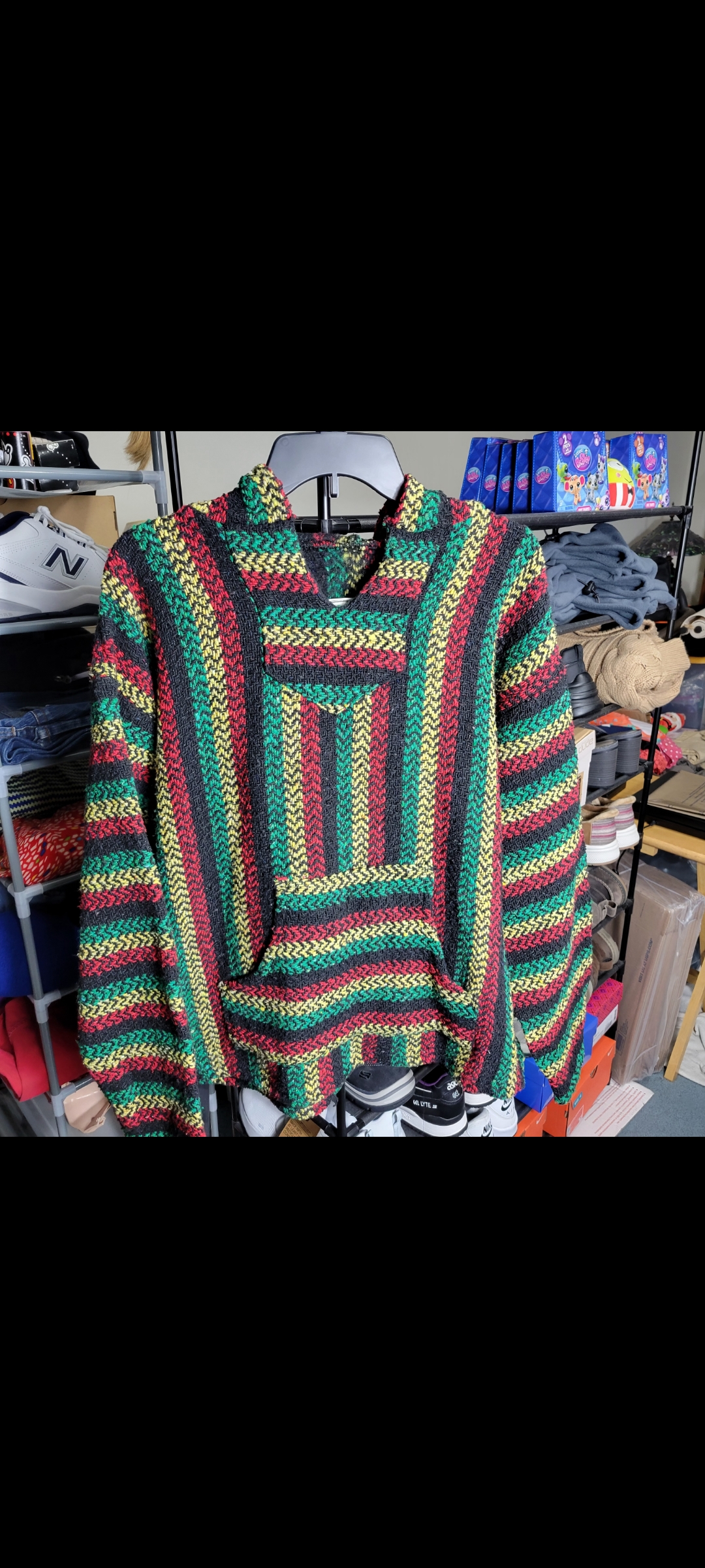 Mens XL Baja Joe Baja Pullover Hoodie Rasta Black Green Yellow Red