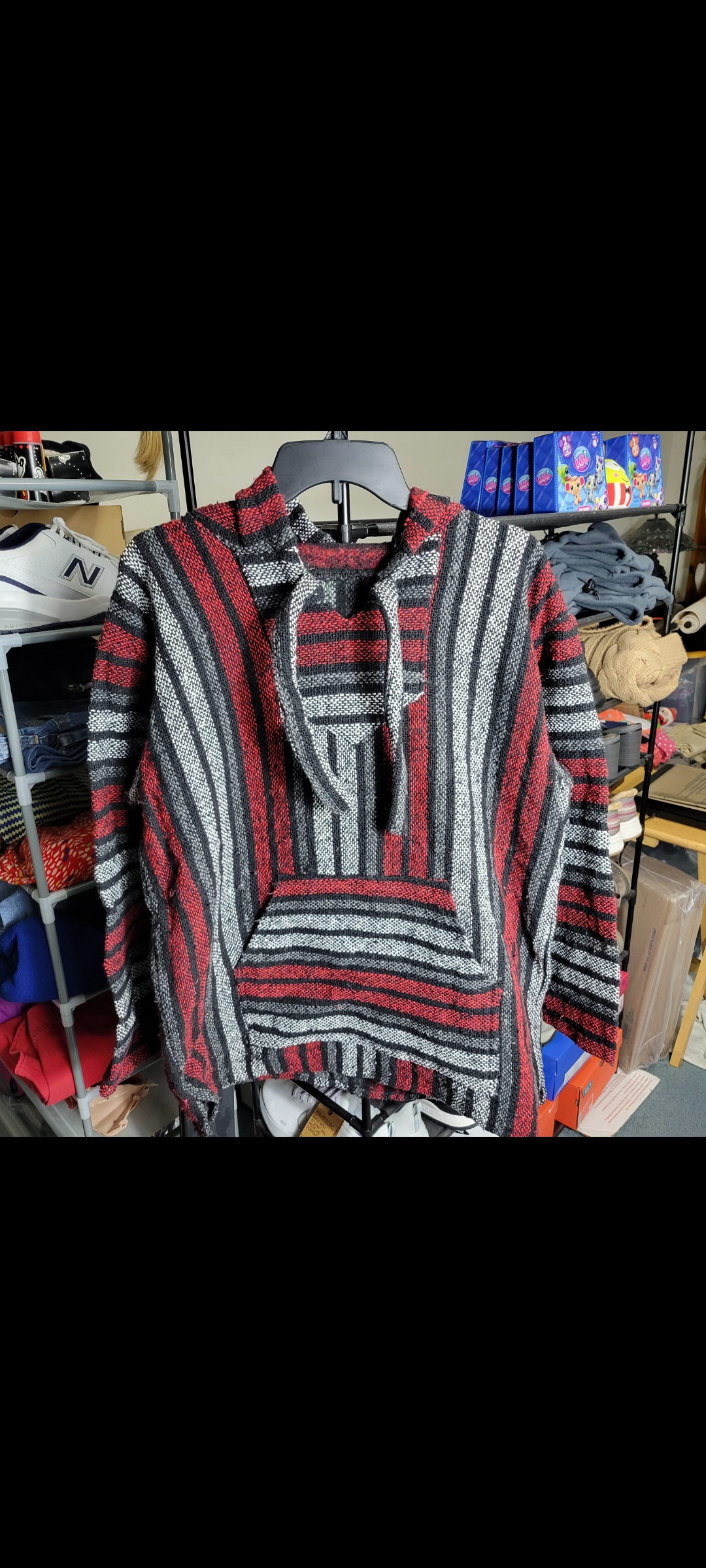 Mens XL Unbranded Baja Pullover Hoodie Black Gray White Red