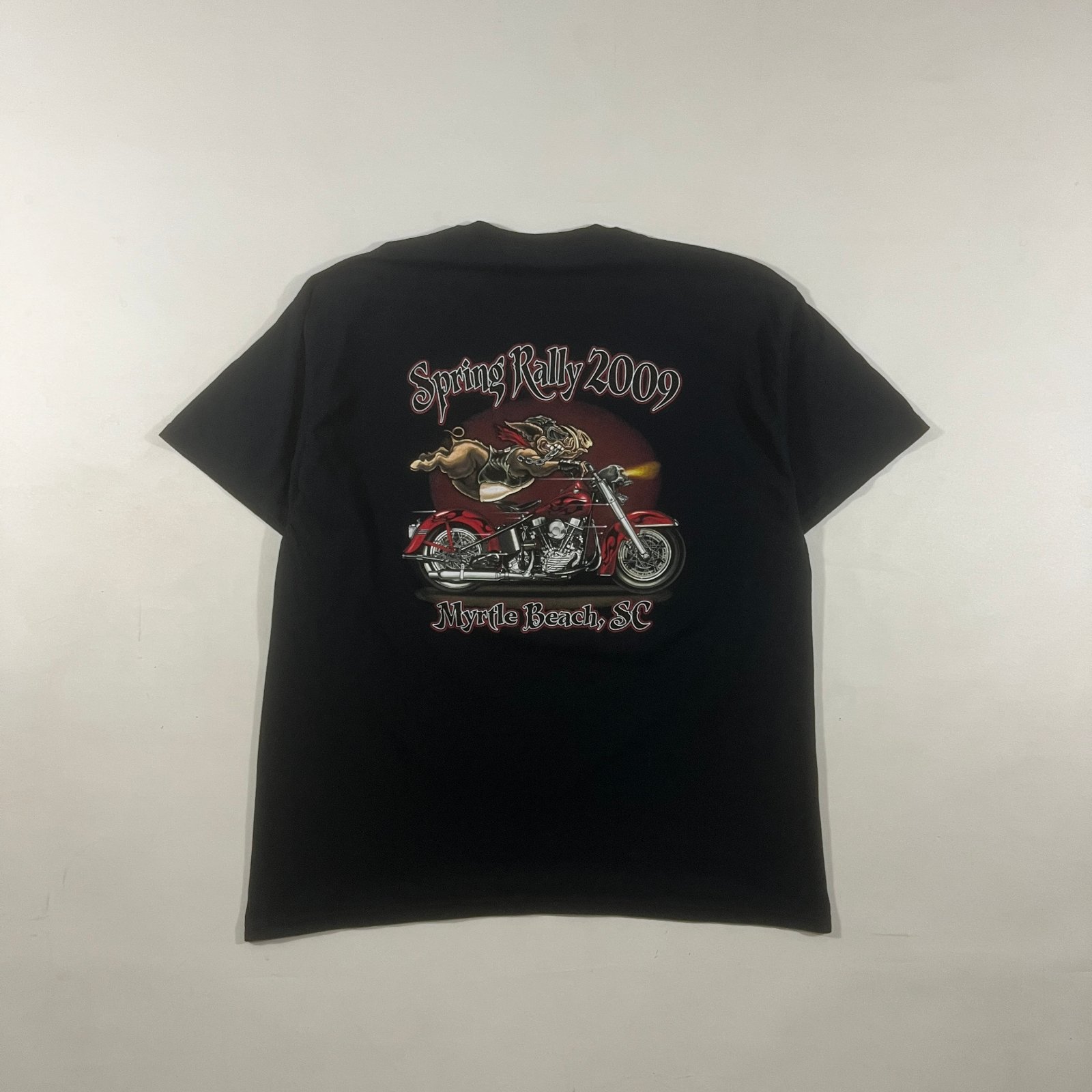 Spring Rally 2009 Myrtle Beach SC Biker Motorcycle Graphic Tee Black 2XL