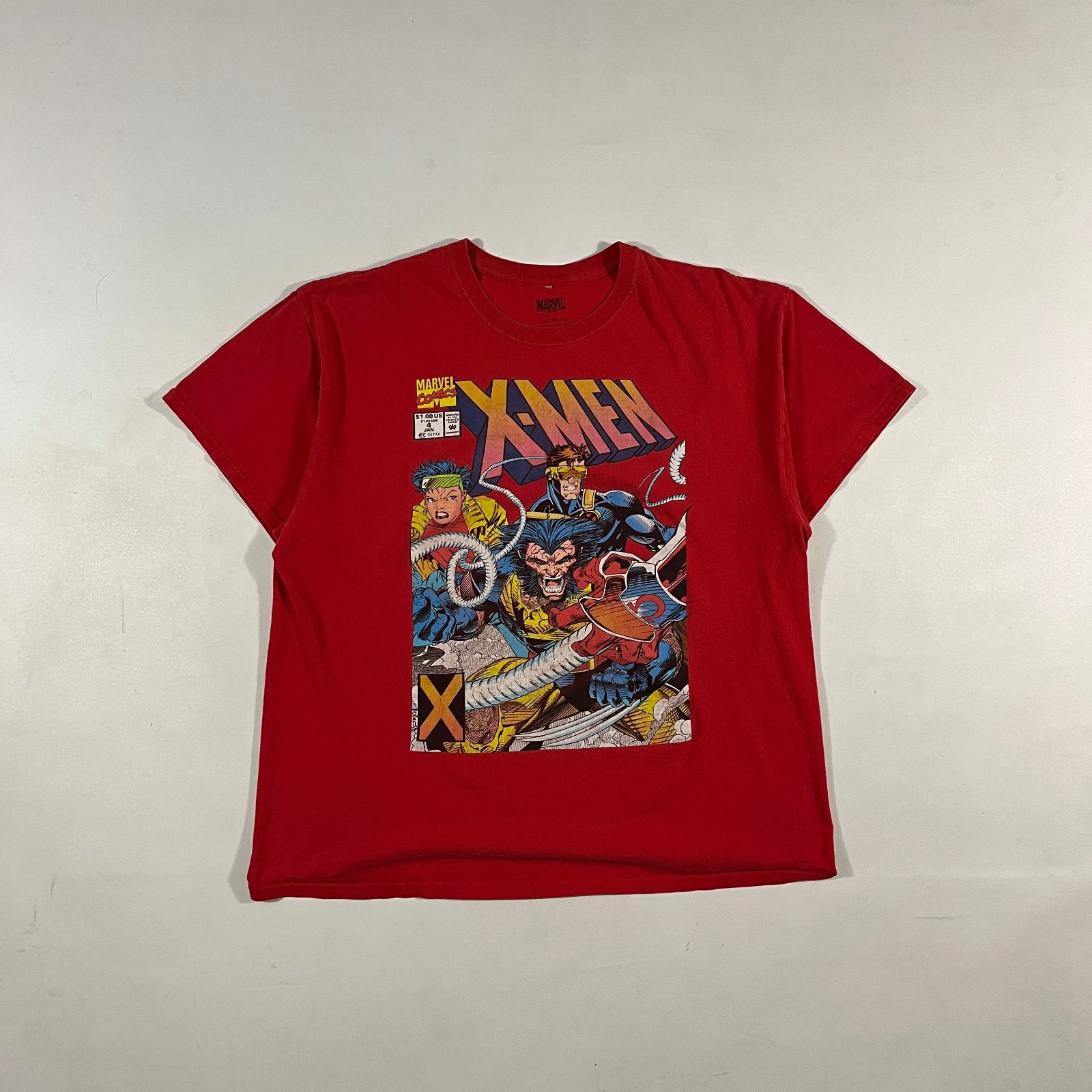 Marvel X-Men Comic Cover Red Graphic Tee XL Wolverine Cyclops Gambit Jubilee