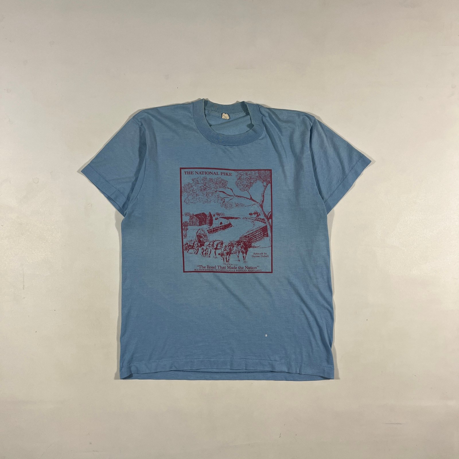 Vintage 80s The National Pike Single Stitch Souvenir Tee Faded Blue