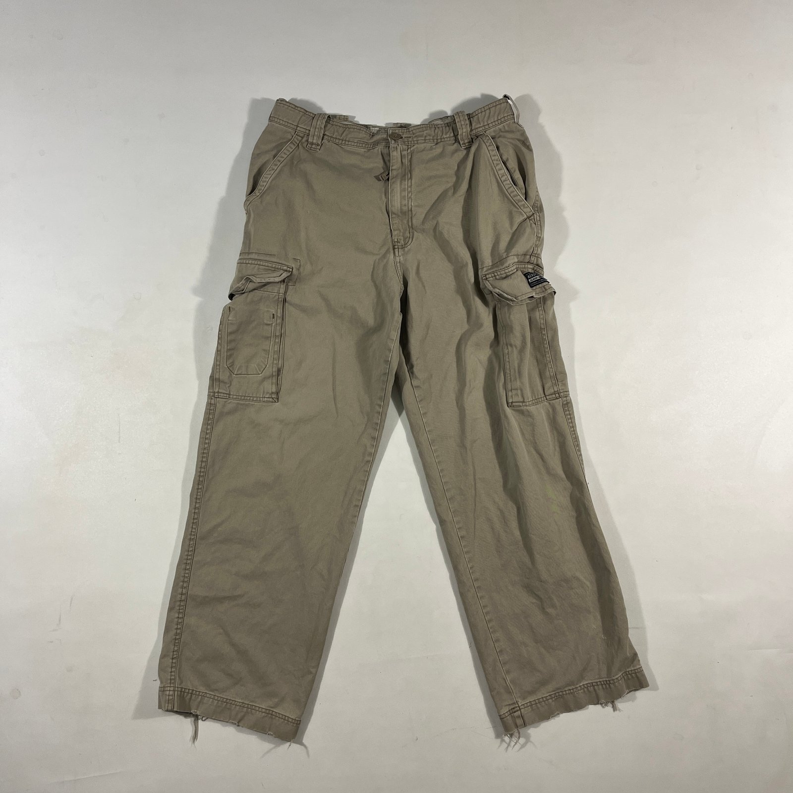 Y2K Aeropostale A87 Utility Goods Khaki Baggy Cargo Pants 34/32