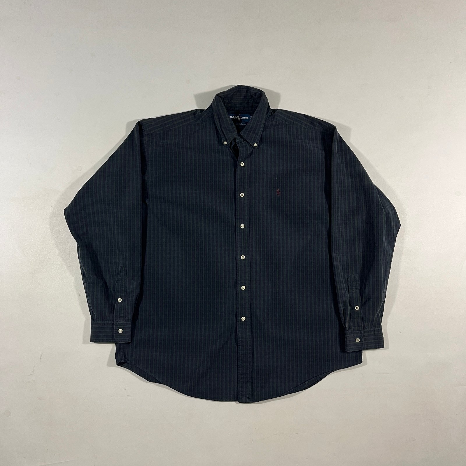 Vintage Ralph Lauren Blake Black Plaid Two-Ply Cotton Button Down Shirt XL