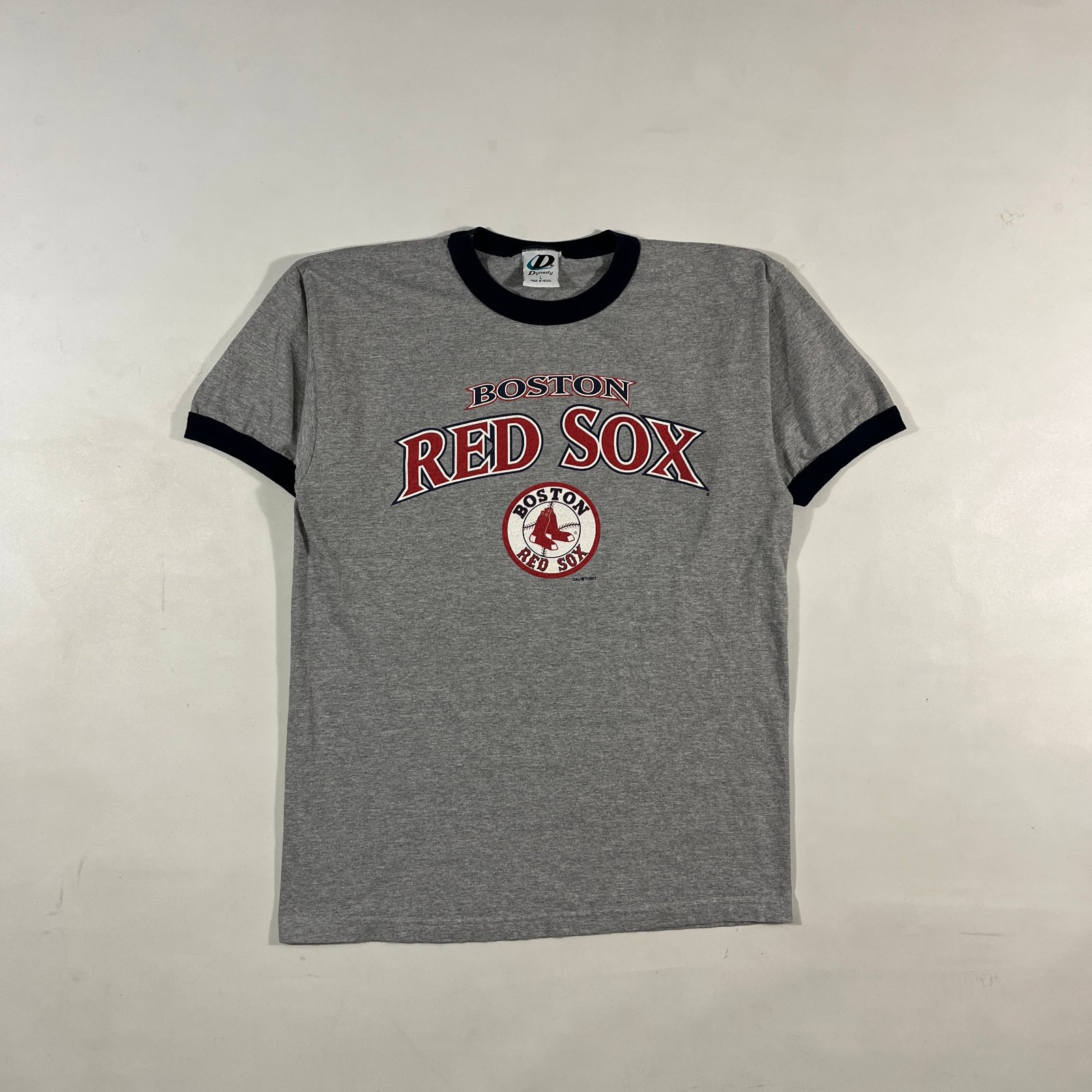 Vintage Dynasty Boston Red Sox Ringer Tee Gray Navy MLB T-Shirt L