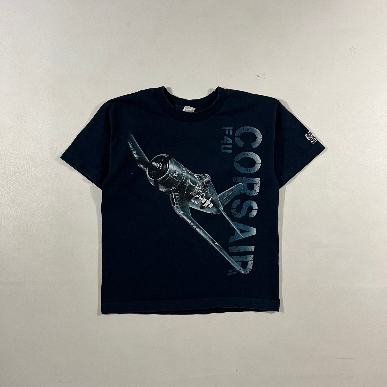 Vintage Alstyle Navy Corsair F4U Fighter Plane Big Print Graphic Tee
