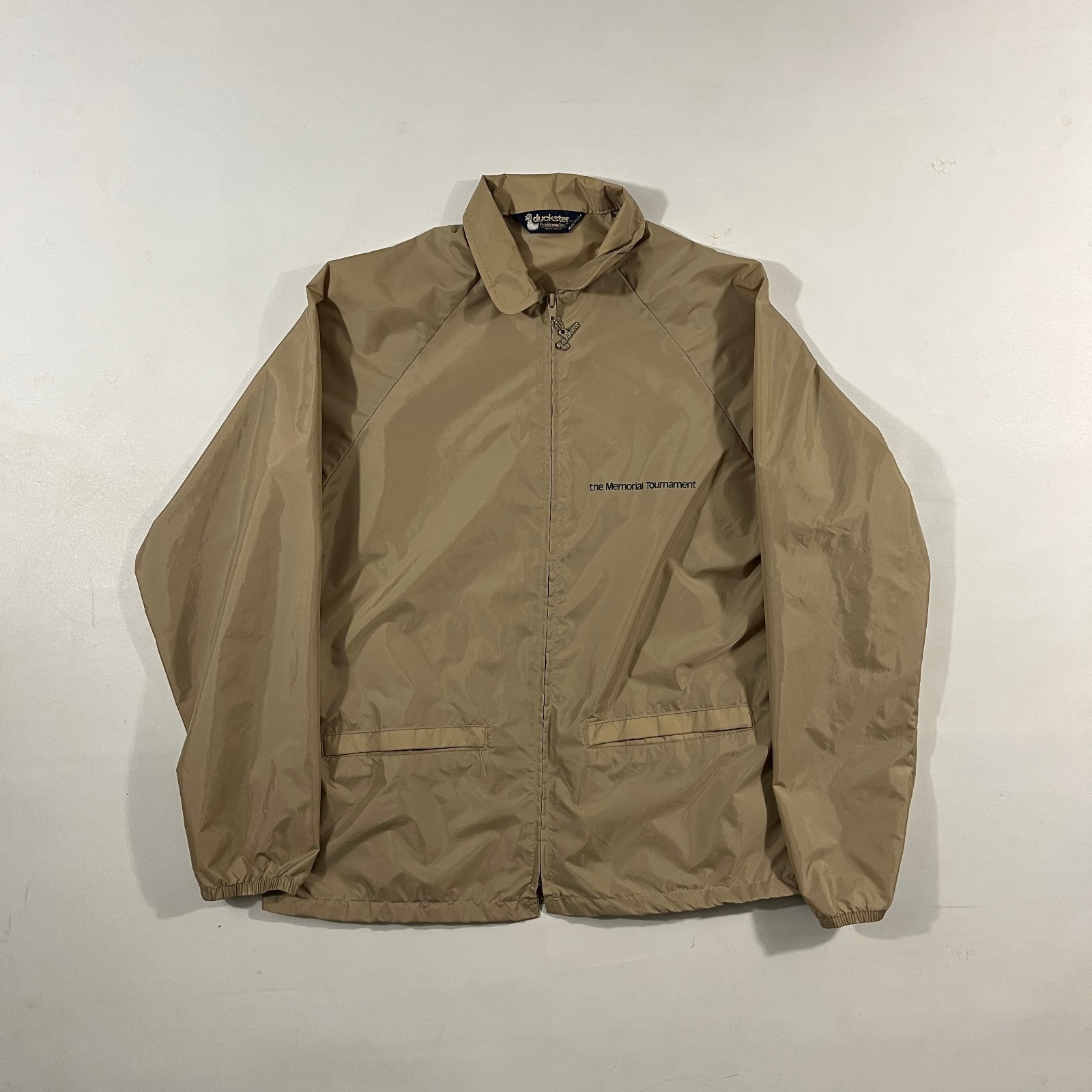 Vintage Duckster Memorial Tournament Tan Nylon Golf Harrington Windbreaker Jacket M