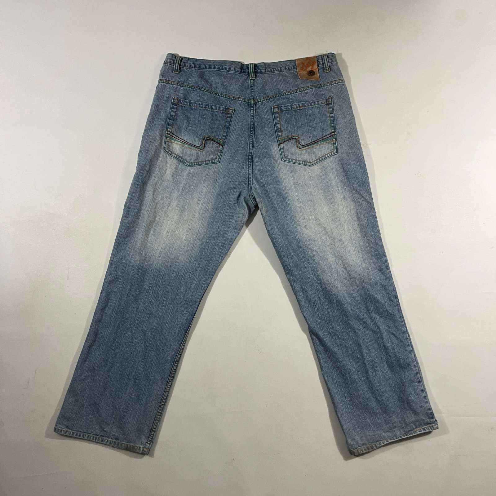 Vintage Y2K Dem Attitude Baggy Light Wash Contrast Stitch Denim Jeans 46