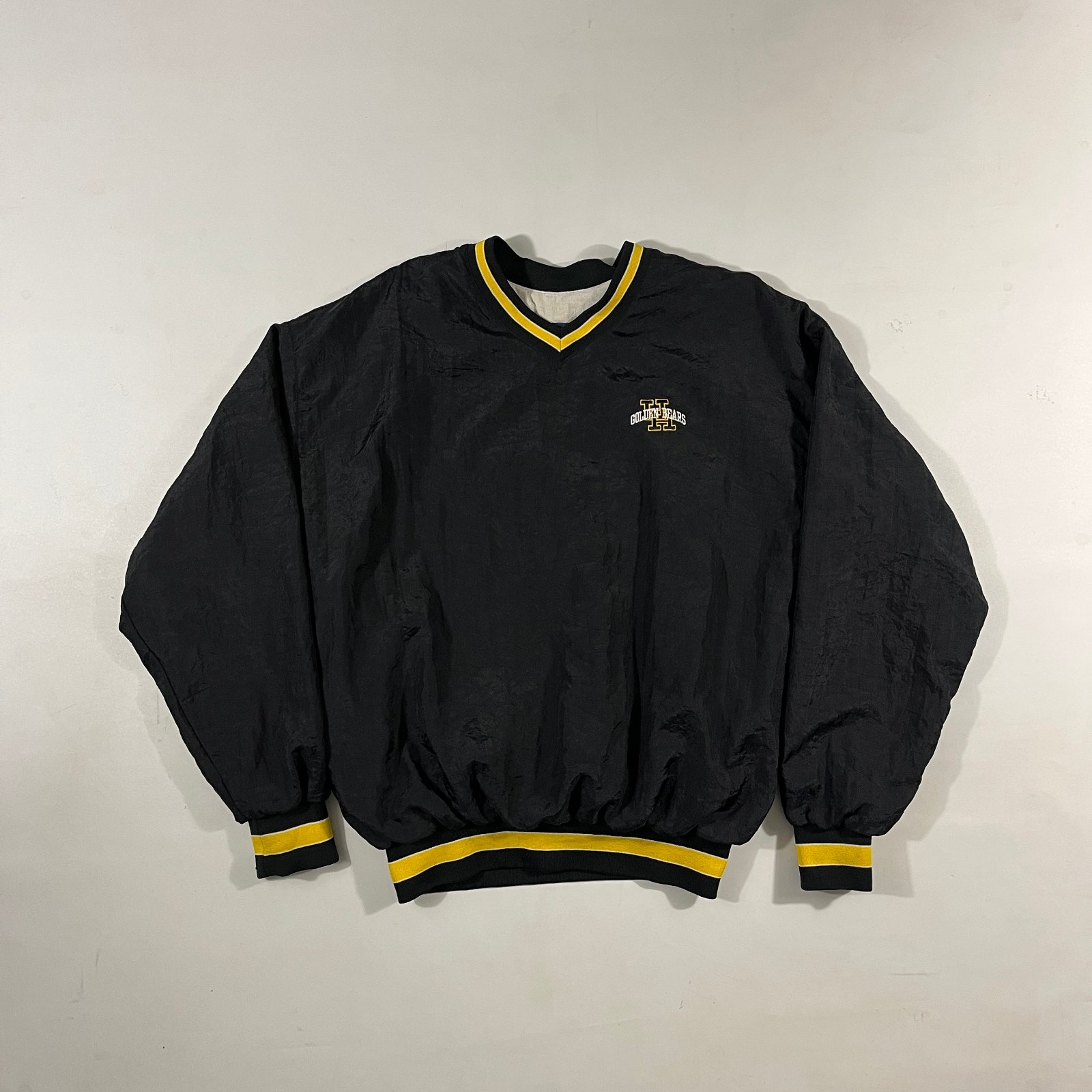 Vintage 90s Holloway Golden Bears Black Yellow Nylon V-Neck Pullover Windbreaker XL