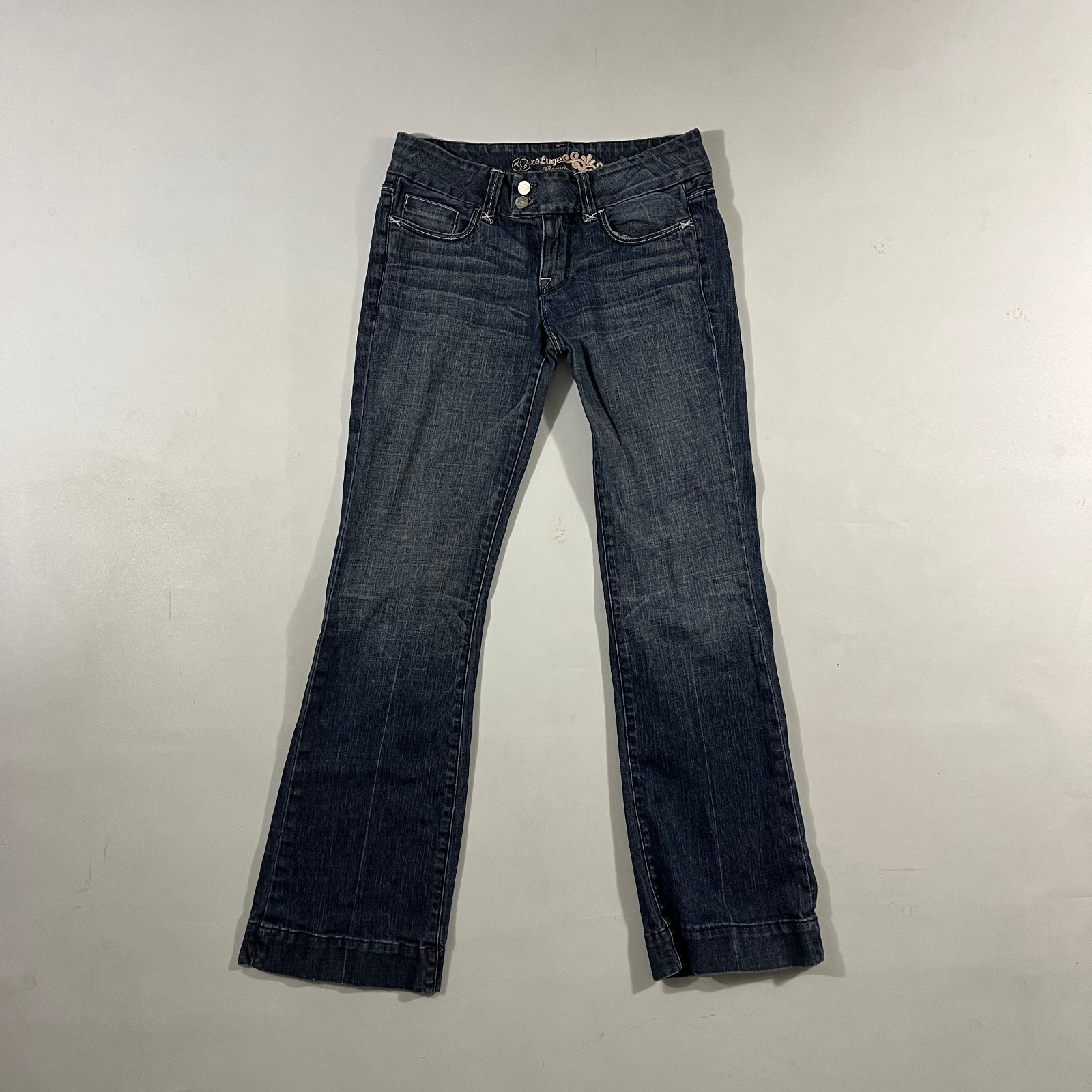 Y2K Refuge Premium Denim Dark Wash Low Rise Bootcut Flare Jeans