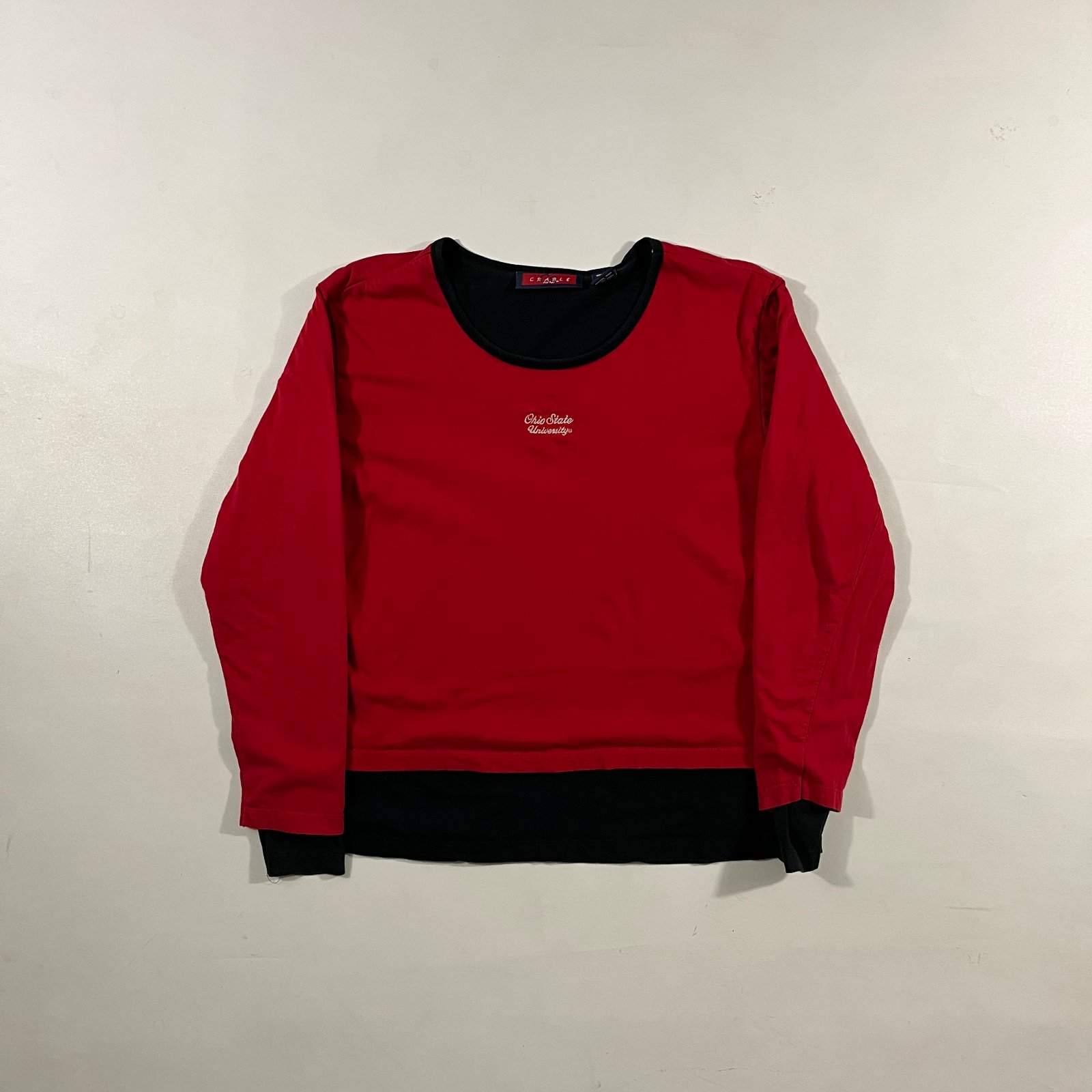Vintage Y2K Crable Ohio State University Red Black Layered Long Sleeve Tee