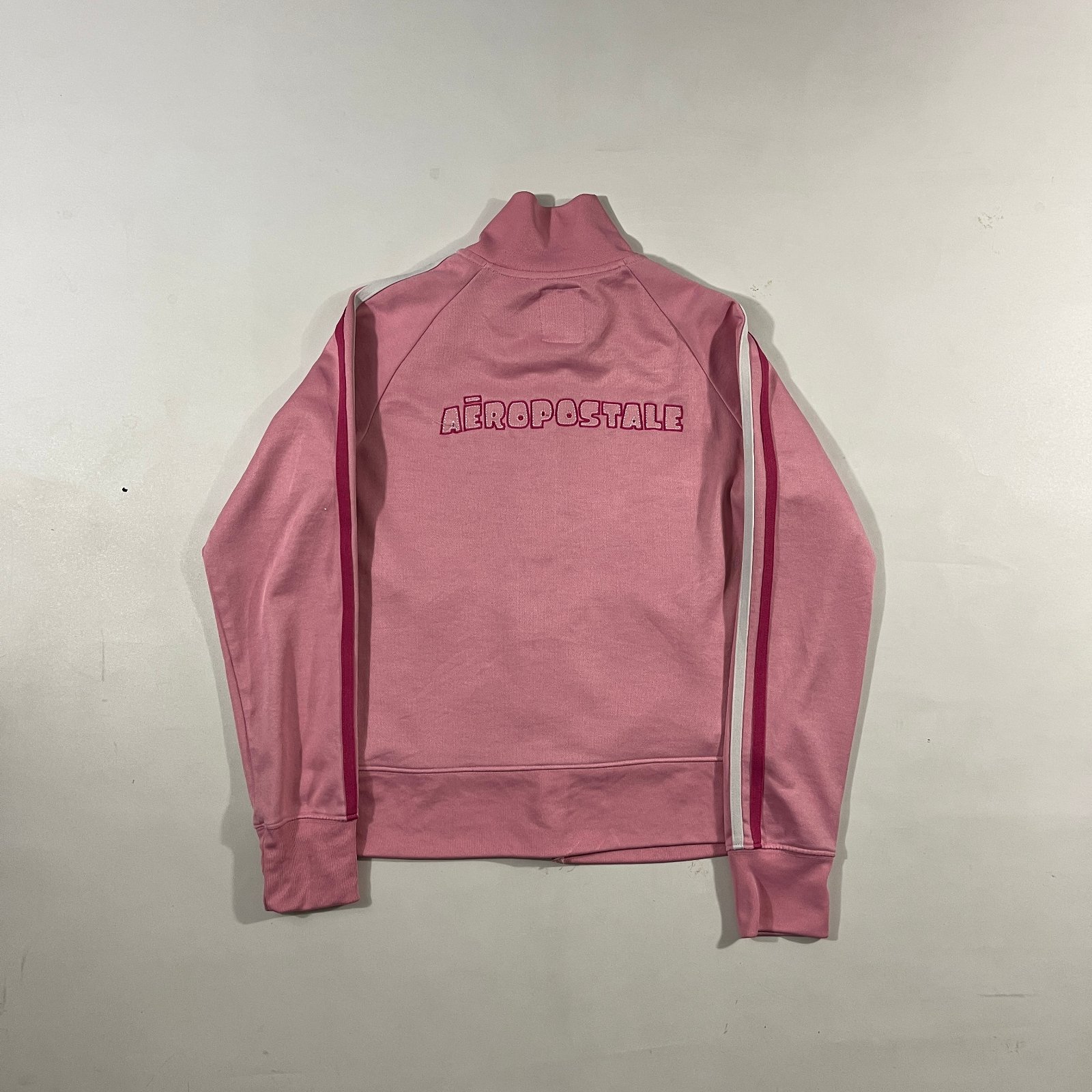 Y2K Aeropostale Pink Butterfly 87 Striped Zip Up Track Jacket