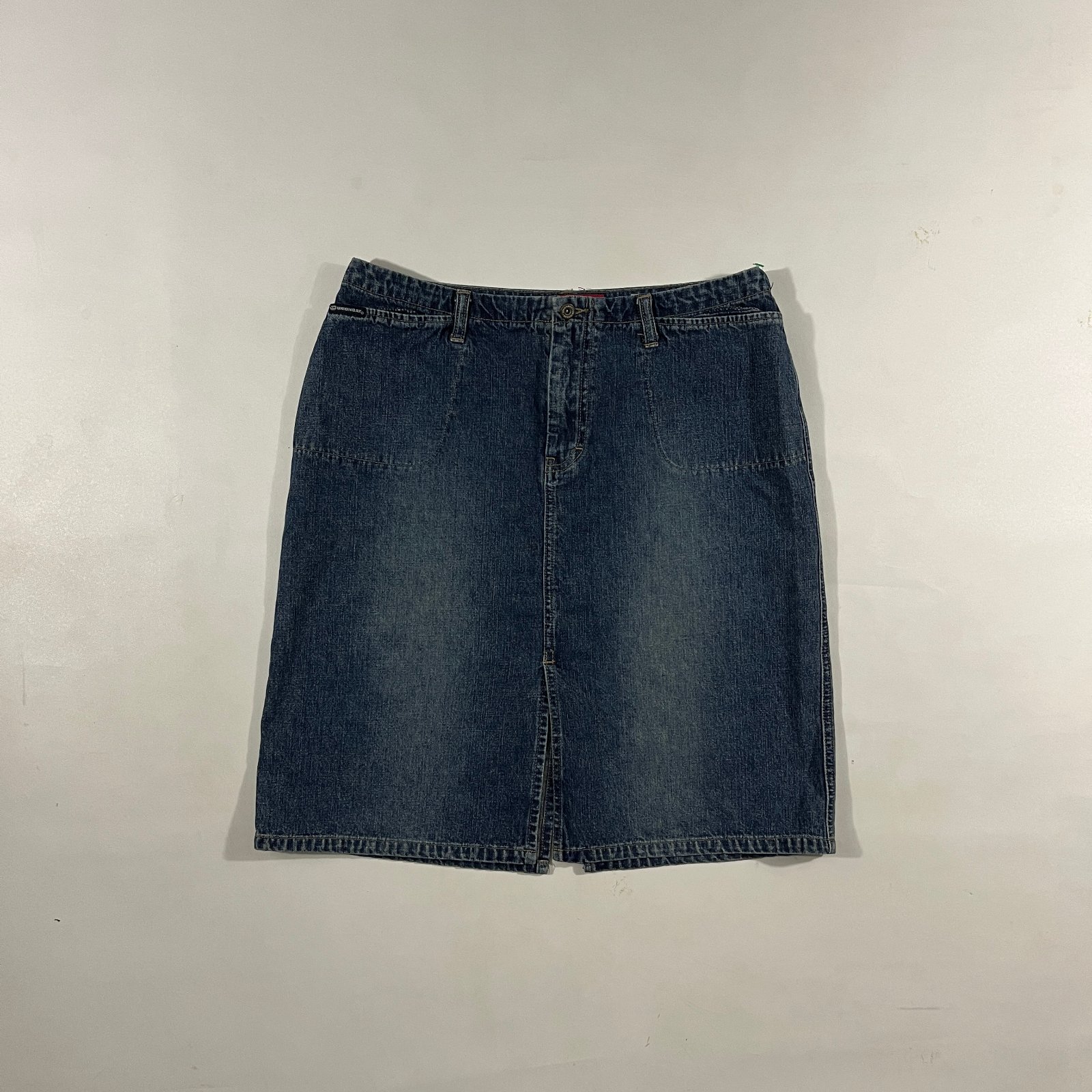Vintage Y2K Unionbay Dark Wash Denim Midi Pencil Skirt with Slits 13