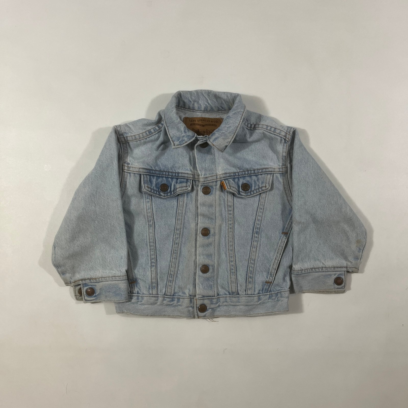 Vintage 90s Levi's Made in USA Light Wash Denim Trucker Jean Jacket Kids 4T