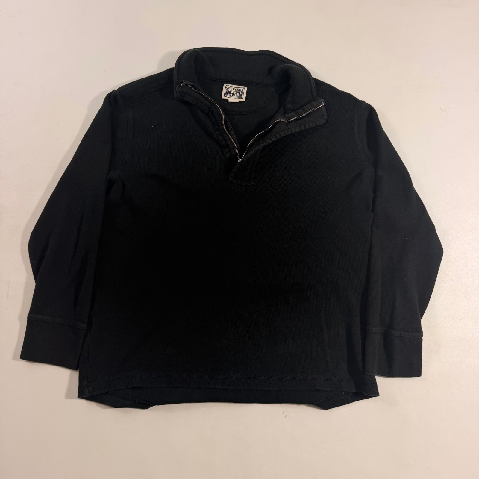 Vintage Y2K Converse One Star Black Quarter Zip Pullover Sweatshirt XL