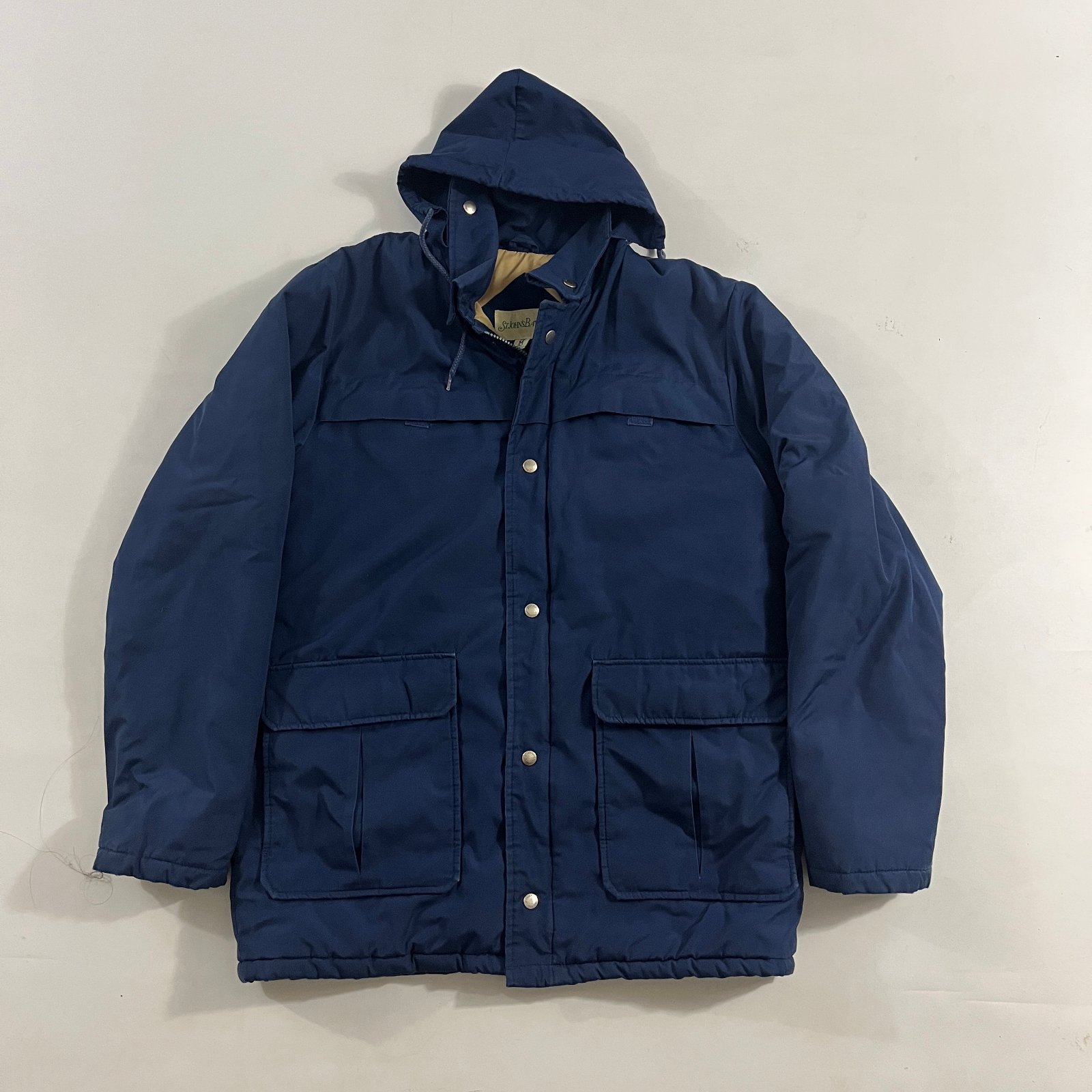 Vintage 90s St. John's Bay Navy Hooded Parka Puffer Winter Jacket M Tall