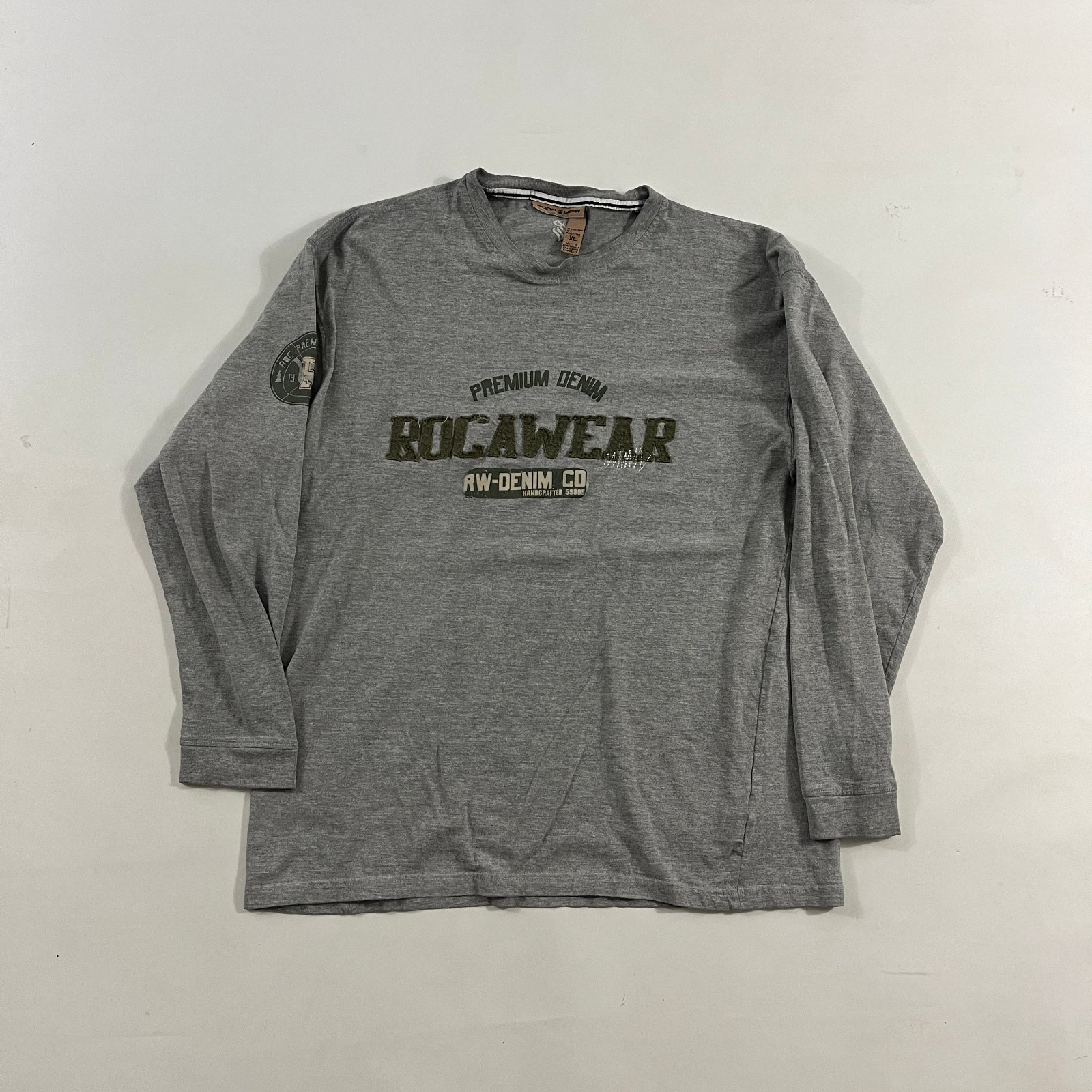 Vintage Y2K Rocawear Premium Denim Heather Gray Long Sleeve Tee XL