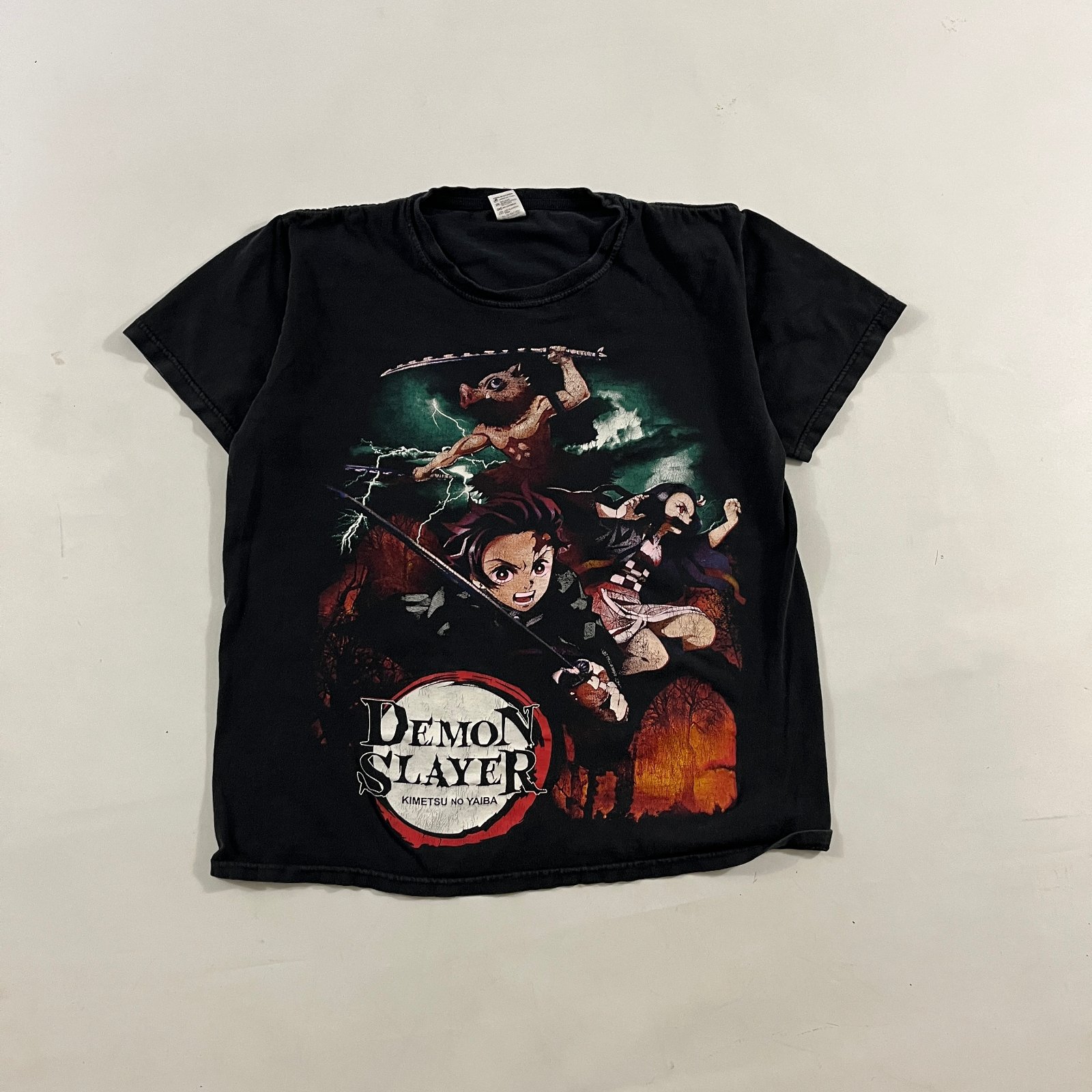 Demon Slayer Kimetsu no Yaiba Double Sided Anime Graphic Tee Black