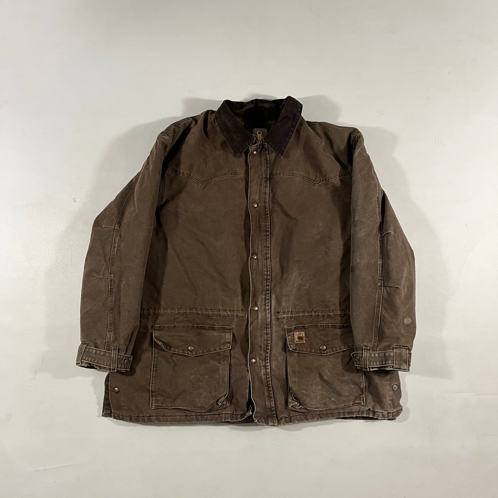 Vintage Carhartt Faded Brown Western Yoke Ranch Chore Coat Jacket