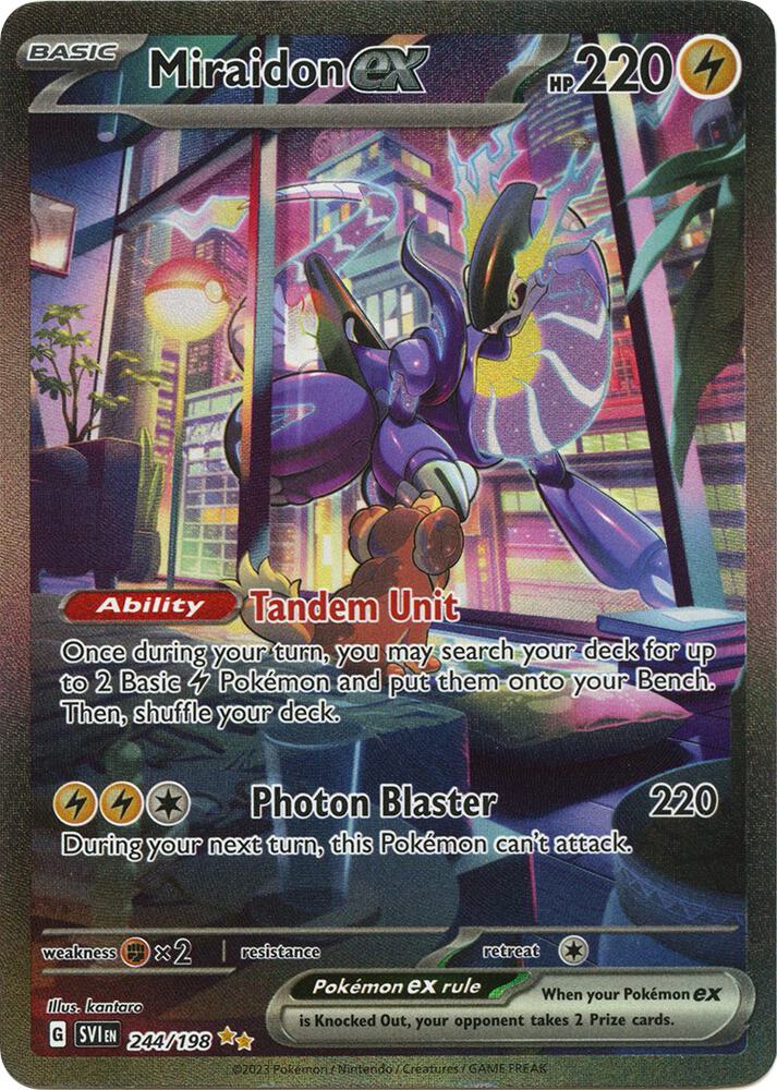 Pokemon Miraidon ex 244/198 Scarlet & Violet Special Illustration Rare Holo