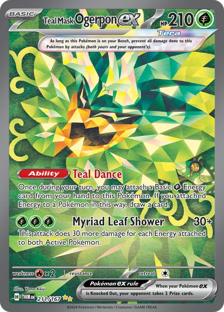 Pokemon Teal Mask Ogerpon ex 211/167 Twilight Masquerade Holo