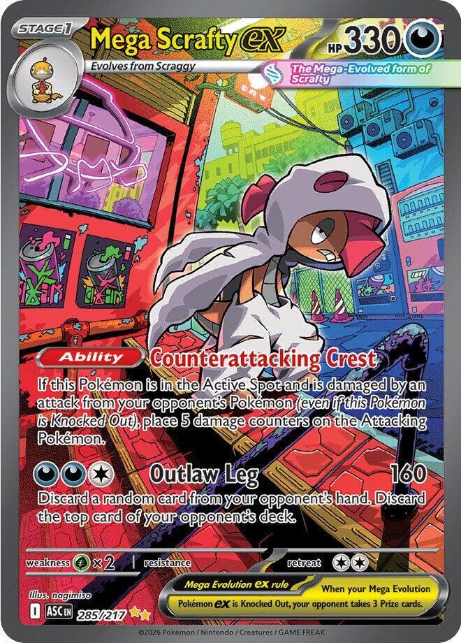 Pokemon Mega Scrafty ex 285/217 Ascended Heroes Special Illustration Rare Holo