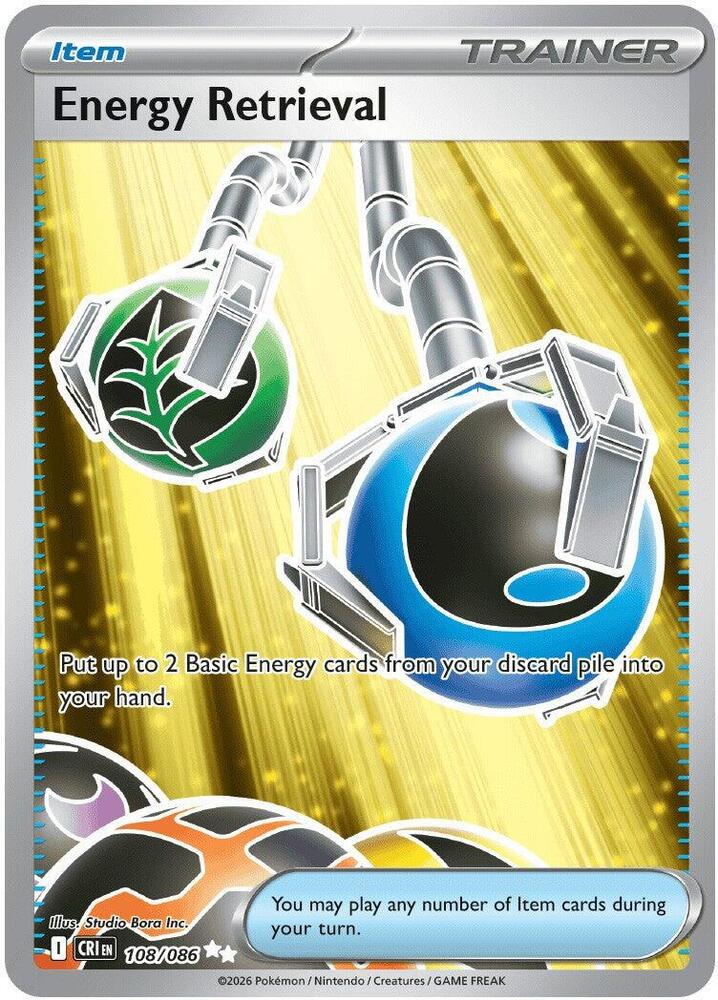 Pokemon Energy Retrieval 108/086 Chaos Rising Ultra Rare Holo