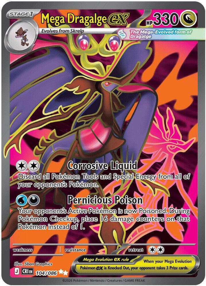Pokemon Mega Dragalge ex 104/086 Chaos Rising Ultra Rare Holo