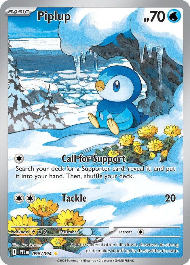 Pokemon Piplup 098/094 Phantasmal Flames Illustration Rare Holo