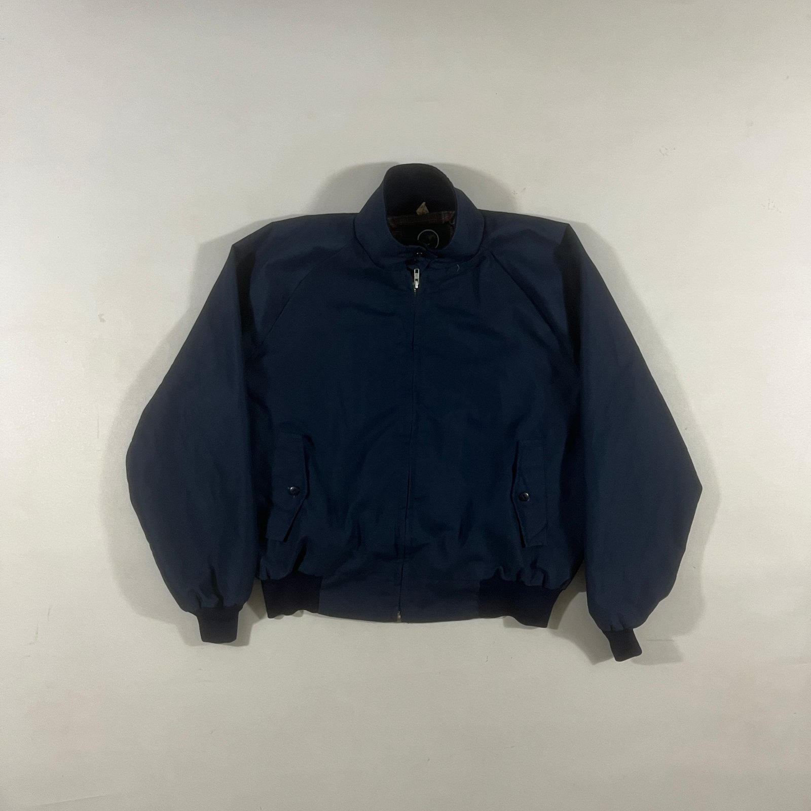 Vintage Ozark Trail Navy Tartan Lined Harrington Bomber Jacket