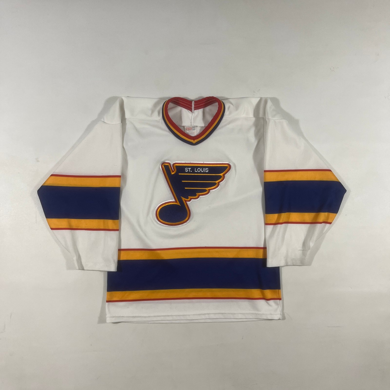 Vintage 90s CCM St. Louis Blues NHL Hockey Jersey White Winged Note