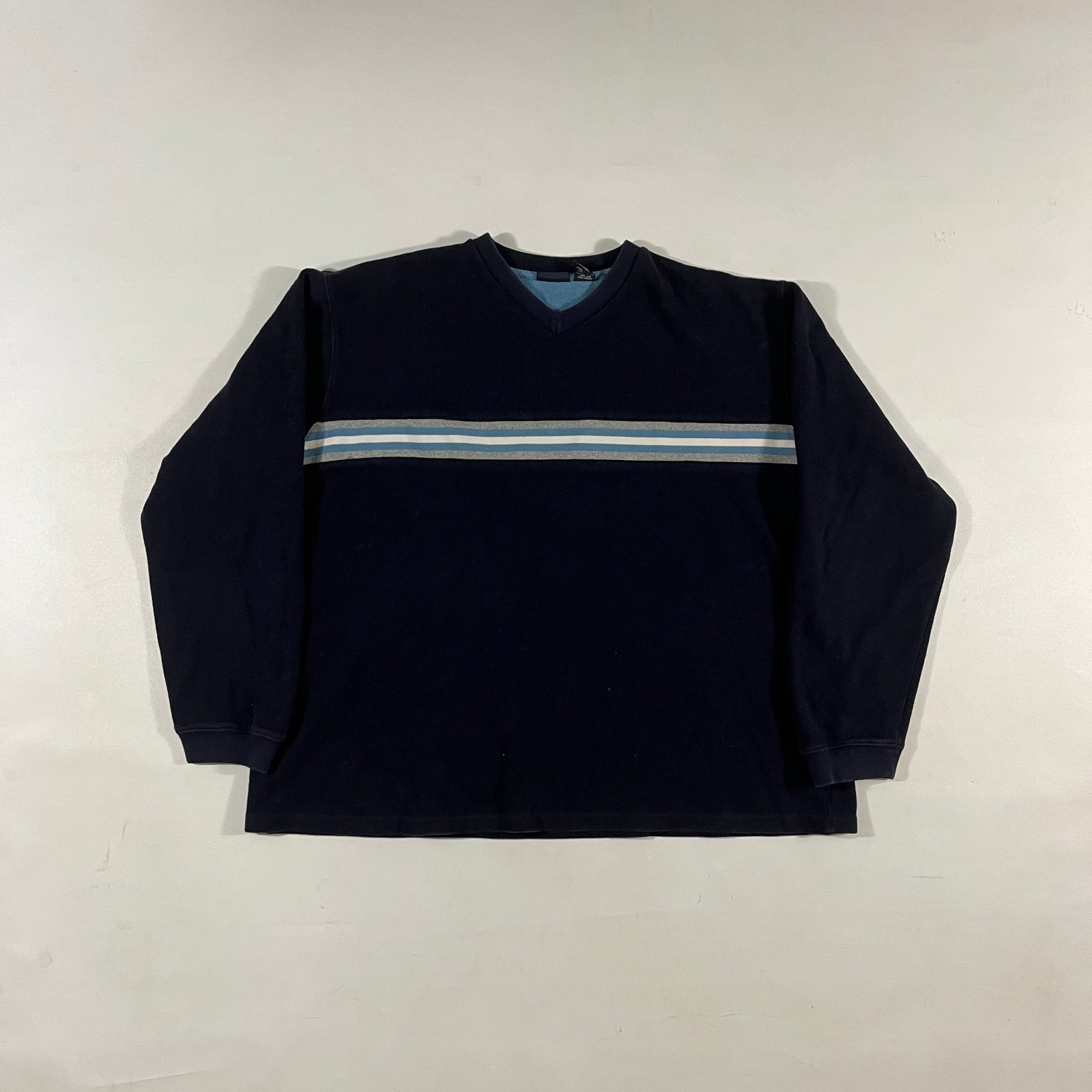 Vintage Y2K Cherokee Navy Chest Stripe V-Neck Heavyweight Cotton Pullover XXL